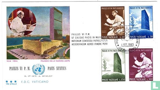 Papst Paul VI ruft für den Frieden auf während der Besuch in UN-Hauptquartierwährend Besuch UN-Hauptquartier