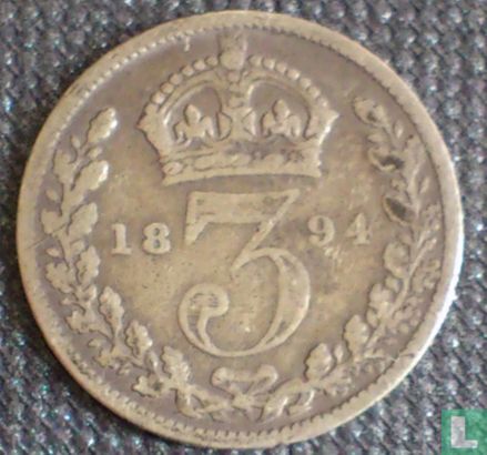 United Kingdom 3 pence 1894 - Image 1