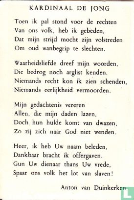 Kardinaal de Jong - Gedicht Anton van Duinkerken - Image 2