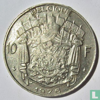 Belgium 10 francs 1976 (FRA - misstrike) - Image 1