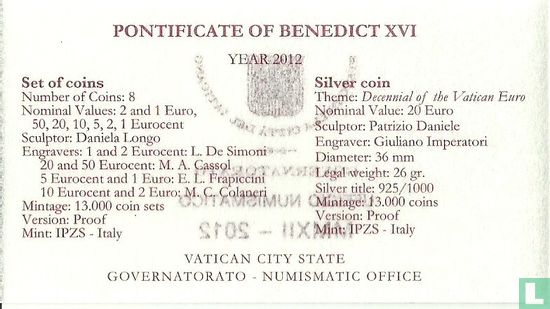 Vaticaan jaarset 2012 (PROOF) - Afbeelding 2