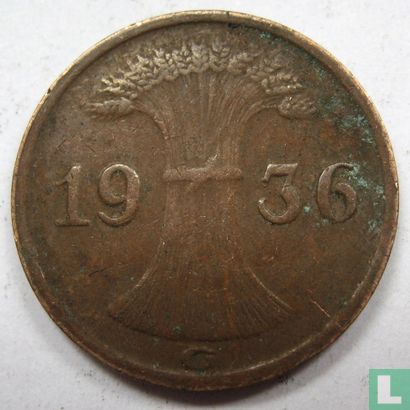 Duitse Rijk 1 reichspfennig 1936 (G - korenschoof) - Afbeelding 1