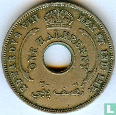 Afrique de l'Ouest britannique ½ penny 1936 (sans marque d'atelier - type 2) - Image 2