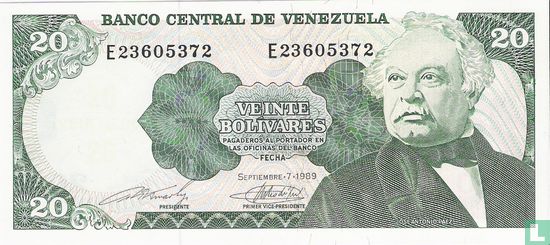 Venezuela 20 Bolívares 1989 - Image 1