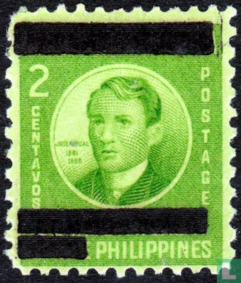 José Rizal, with overprint