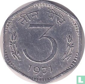 Inde 3 paise 1971 (Hyderabad) - Image 1