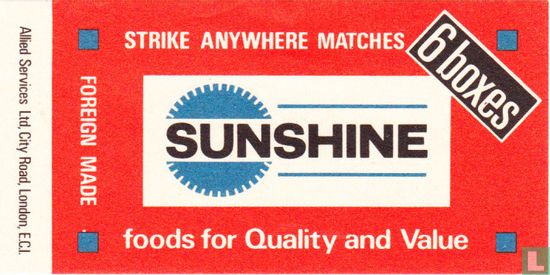 Sunshine strike anywhere matches 6 boxes