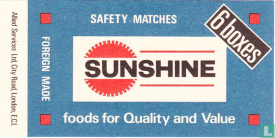 Sunshine safety matches 6 boxes