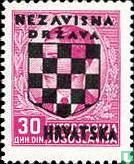 Joegoslavische postzegels, met schildopdruk