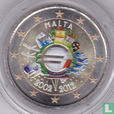 Malta 2 euro 2012 (met kleine vlag in het midden) "10 Years of Euro Cash" - Image 1