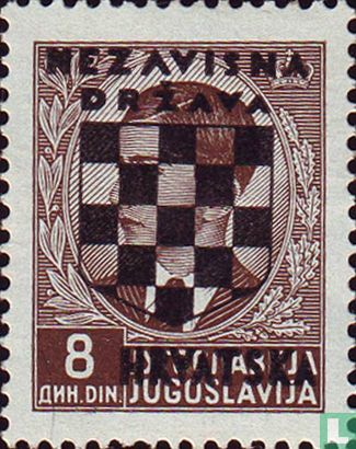 Yugoslavian stamps, with shield overprint