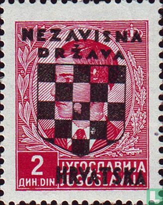 Joegoslavische postzegels, met schildopdruk