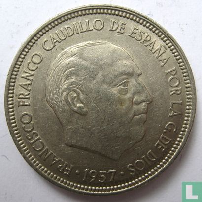 Spain 5 pesetas 1957 (66) - Image 2