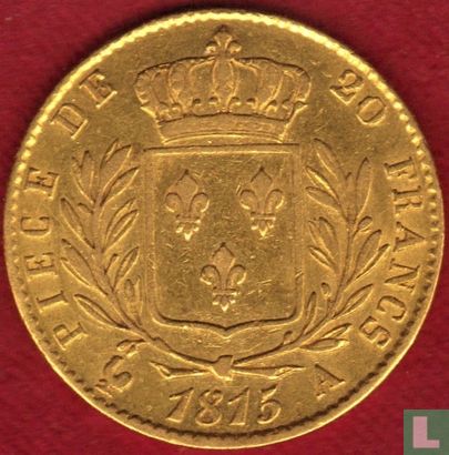 Frankrijk 20 francs 1815 (LOUIS XVIII - A) - Afbeelding 1
