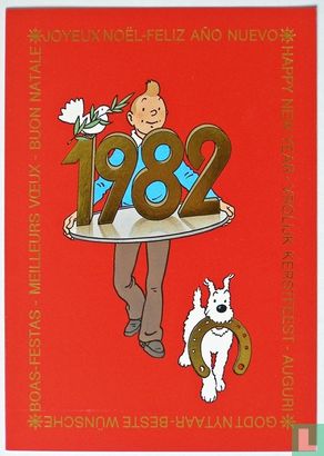 Carte de Voeux Tintin 1982 - Kerstkaart Kuifje 1982