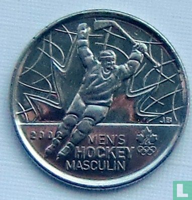Canada 25 cents 2009 (non coloré) "Vancouver 2010 Winter Olympics - Men's ice hockey" - Image 2