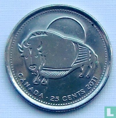 Canada 25 cents 2011 (kleurloos) "Wood Bison" - Afbeelding 1