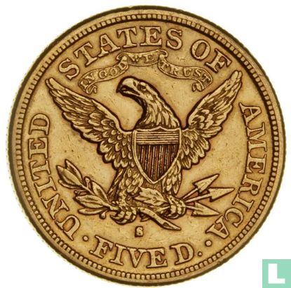 Verenigde Staten 5 dollars 1880 (S) - Afbeelding 2