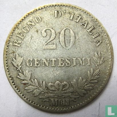 Italy 20 centesimi 1863 (M) - Image 2