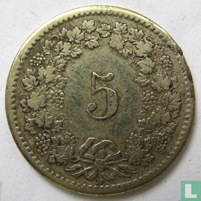 Zwitserland 5 rappen 1850 (BB) - Afbeelding 2