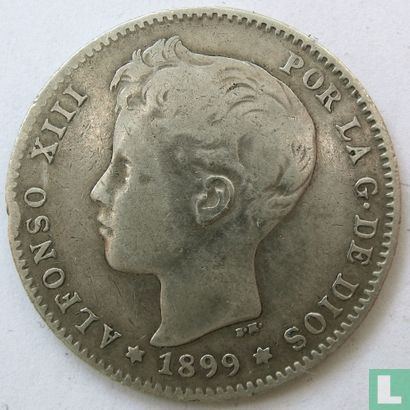 Espagne 1 peseta 1899 - Image 1