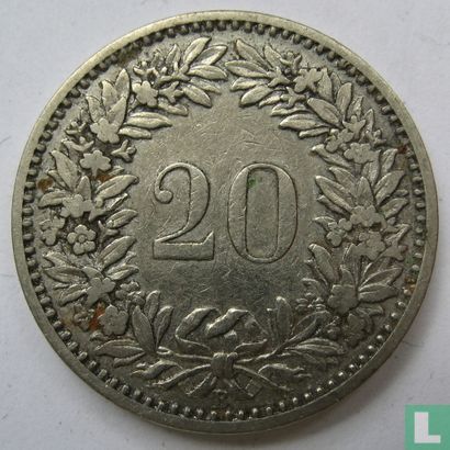 Switzerland 20 rappen 1884 - Image 2