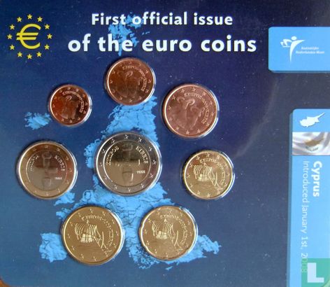 Chypre coffret 2008 "First official issue of the euro coins" - Image 1
