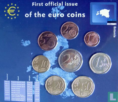 Estland jaarset 2011 "First Official Issue of the Euro Coins" - Afbeelding 2