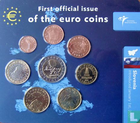 Slovenia mint set 2007 "First official issue of the euro coins" - Image 1
