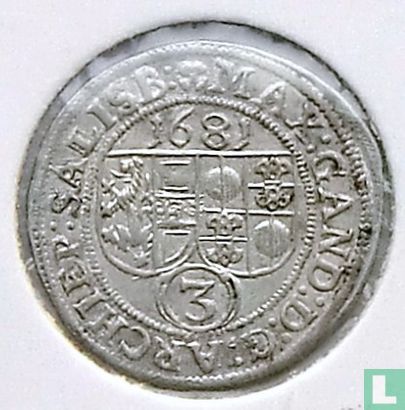 Salzburg 3 kreuzer 1681 - Afbeelding 1