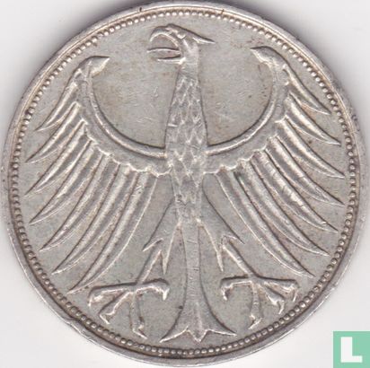 Allemagne 5 mark 1963 (J) - Image 2