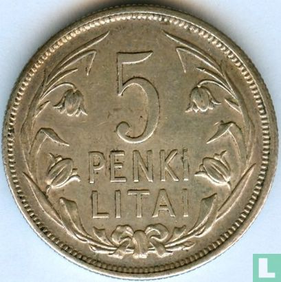 Lituanie 5 litai 1925 - Image 2