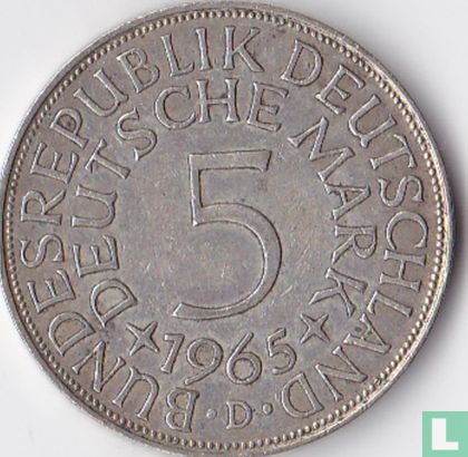 Germany 5 mark 1965 (D) - Image 1