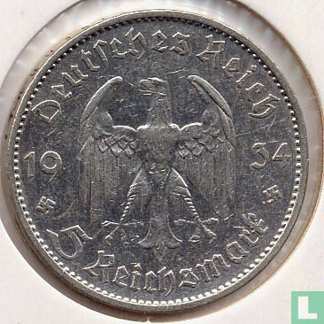 Duitse Rijk 5 reichsmark 1934 (A - type 1) "First anniversary of Nazi Rule" - Afbeelding 1