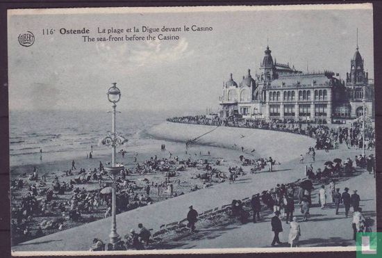 Ostende, La plage et la Digue devant le Casino