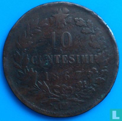 Italië 10 centesimi 1867 (OM - met punt) - Afbeelding 1