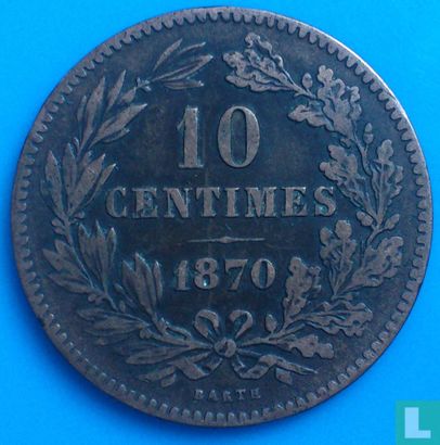 Luxemburg 10 centimes 1870 (zonder punt) - Afbeelding 1