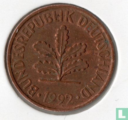 Duitsland 2 pfennig 1992 (G) - Afbeelding 1