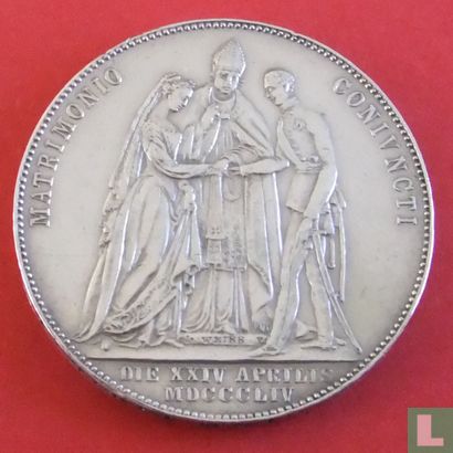 Autriche 1 gulden 1854 "Wedding of Franz Joseph and Elisabeth" - Image 1