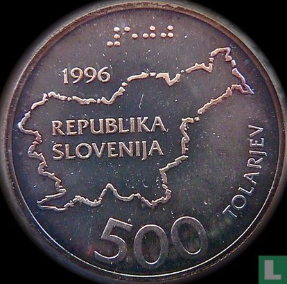 Slovénie 500 tolarjev 1996 (BE) "5th anniversary of Independence" - Image 1