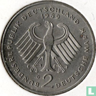 Duitsland 2 mark 1989 (G - Ludwig Erhard) - Afbeelding 1
