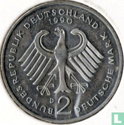 Germany 2 mark 1990 (D - Ludwig Erhard) - Image 1
