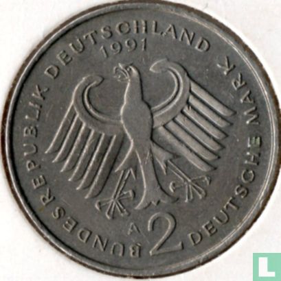 Allemagne 2 mark 1991 (A - Franz Joseph Strauss) - Image 1
