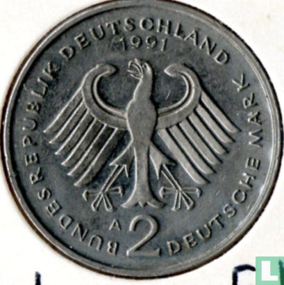 Allemagne 2 mark 1991 (A - Ludwig Erhard) - Image 1
