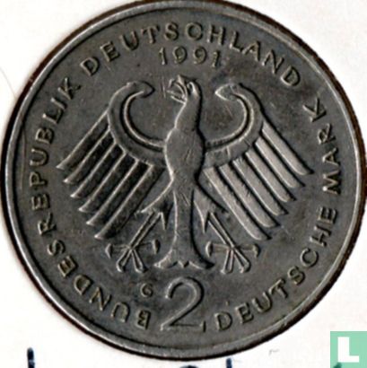 Duitsland 2 mark 1991 (G - Ludwig Erhard) - Afbeelding 1