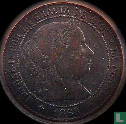 Spanje 2½ centimos de escudo 1868 (4-puntige ster) - Afbeelding 1