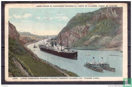 Panama Canal, Large Passenger Steamer Passing Through Culebra Cut