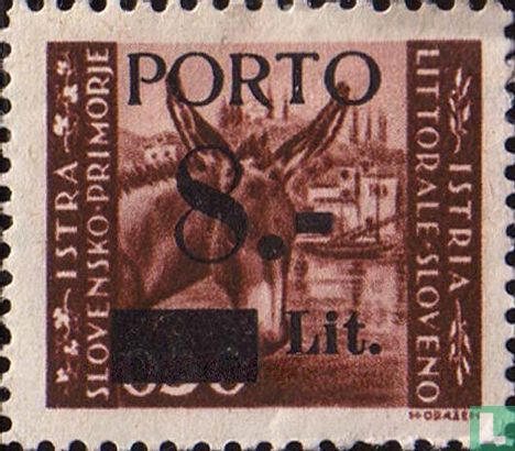 Istrische postzegels, met opdruk PORTO