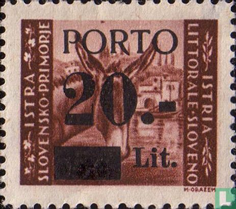 Istrische postzegels, met opdruk PORTO