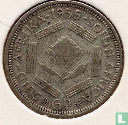 Afrique du Sud 6 pence 1955 - Image 1